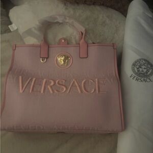 Versace Light Pink Tote with Gold Medusa